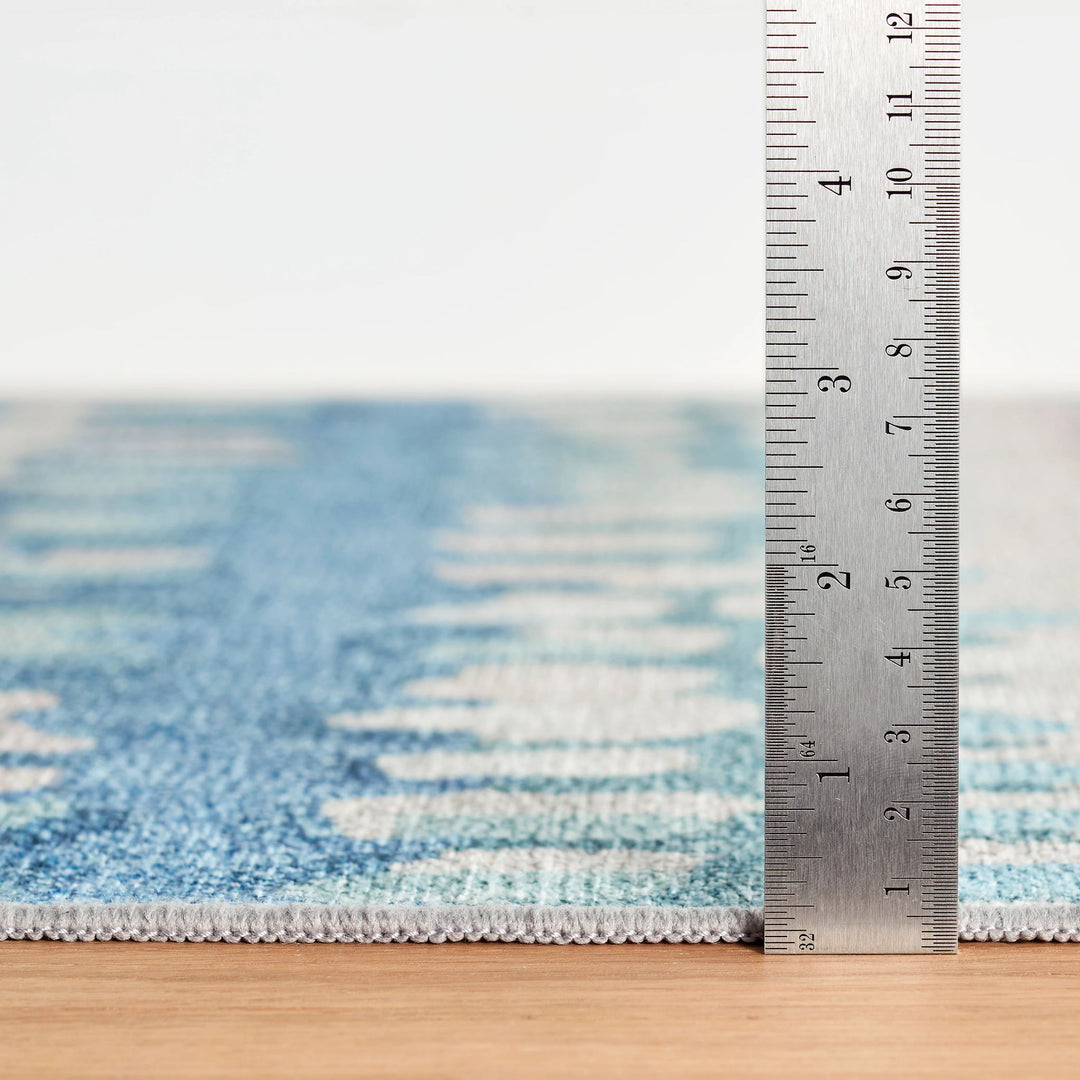 Paint Chip Blue Machine Washable Rug Rug By Annie Selke