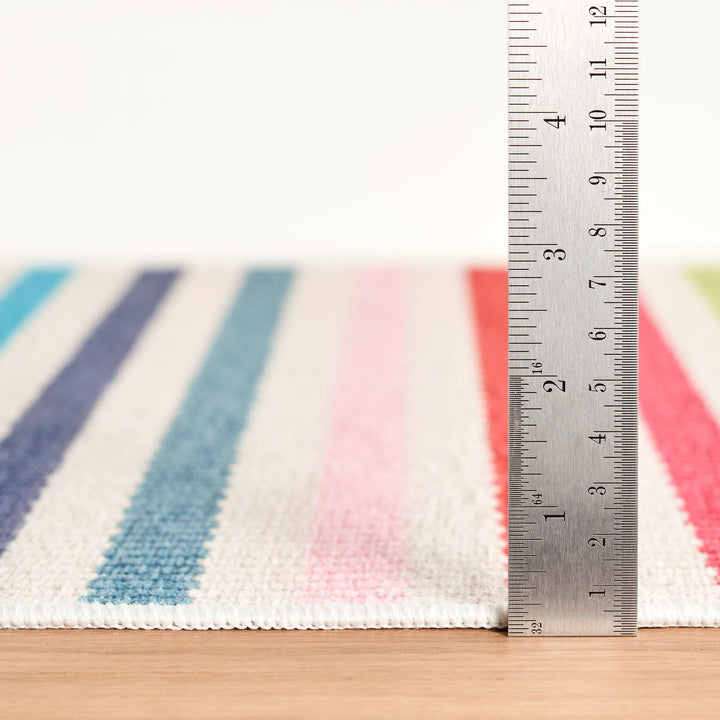 Rainbow Stripe Multi Machine Washable Rug Rug By Annie Selke