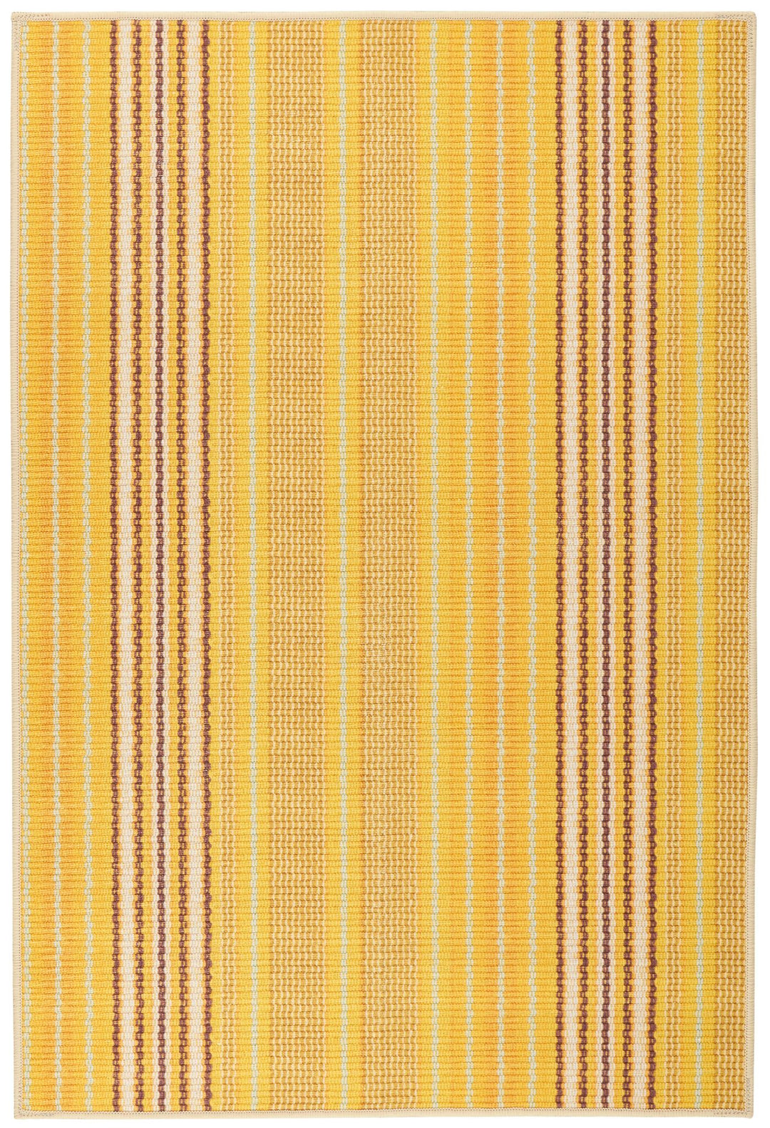 Sunflower Ticking Yellow Machine Washable Rug Rug By Annie Selke