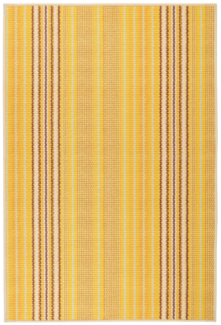 Sunflower Ticking Yellow Machine Washable Rug Rug By Annie Selke