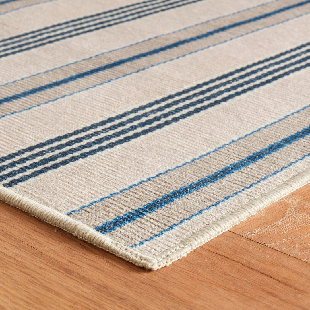 Nimes Ticking Neutral Machine Washable Rug Rug By Annie Selke