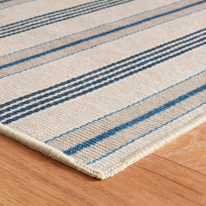 Nimes Ticking Neutral Machine Washable Rug Rug By Annie Selke