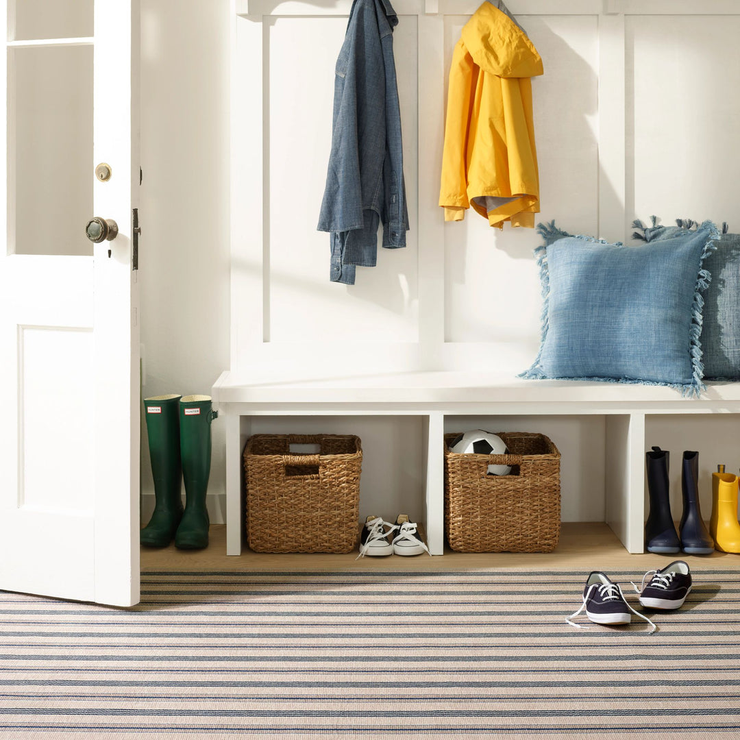 Nimes Ticking Neutral Machine Washable Rug Rug By Annie Selke