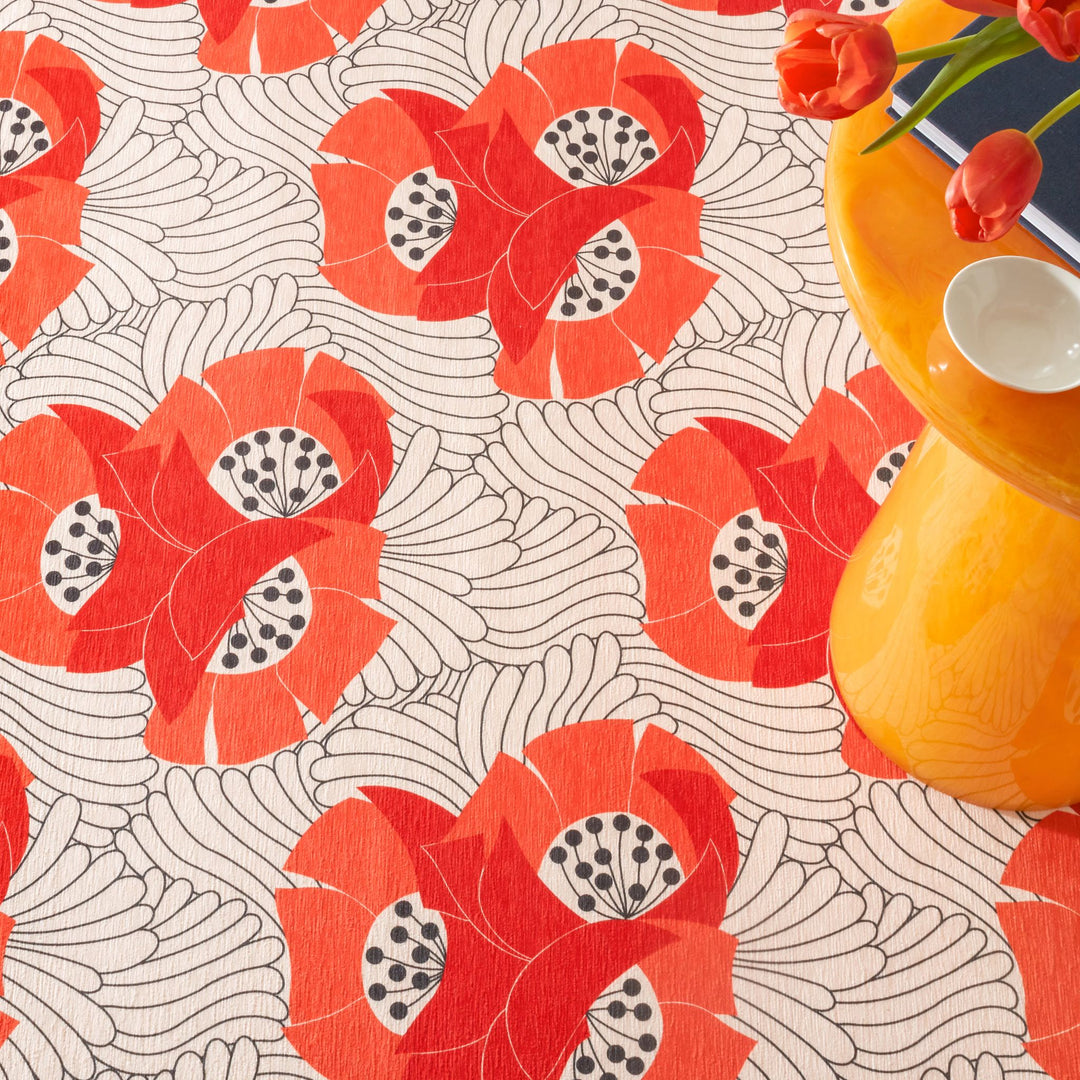 Japanese Poppy Multi Machine Washable Rug Rug By Annie Selke