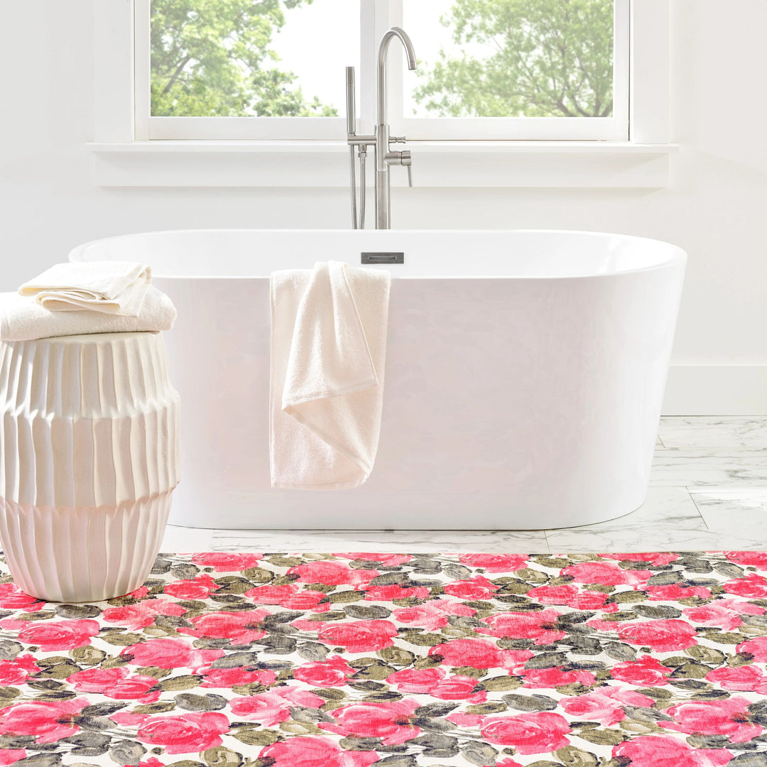 Pretty Peonies Multi Machine Washable Rug Rug By Annie Selke