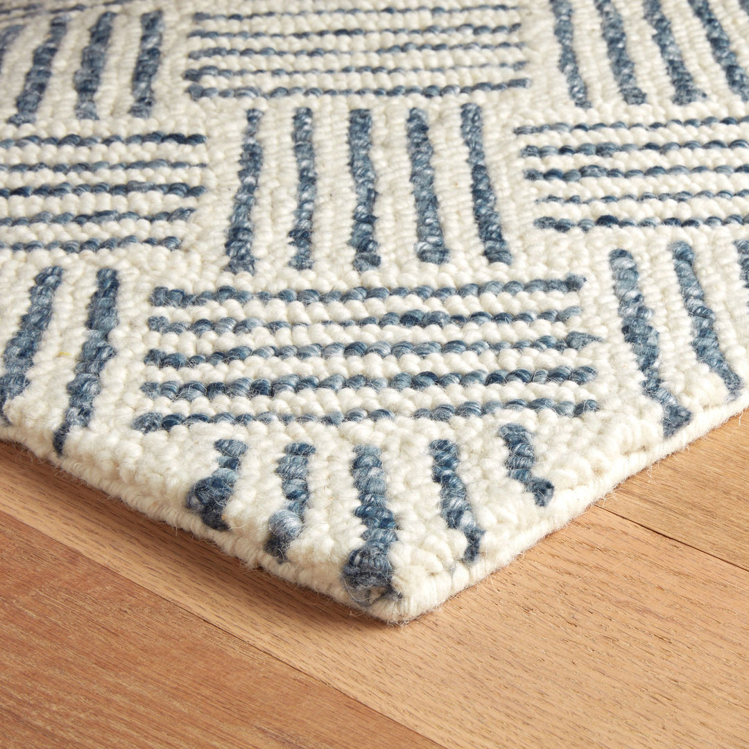 Layers Indigo Hand Hooked Wool Rug Rug By Annie Selke