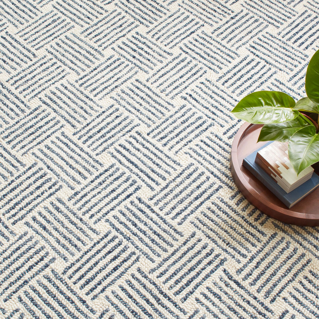 Layers Indigo Hand Hooked Wool Rug Rug By Annie Selke