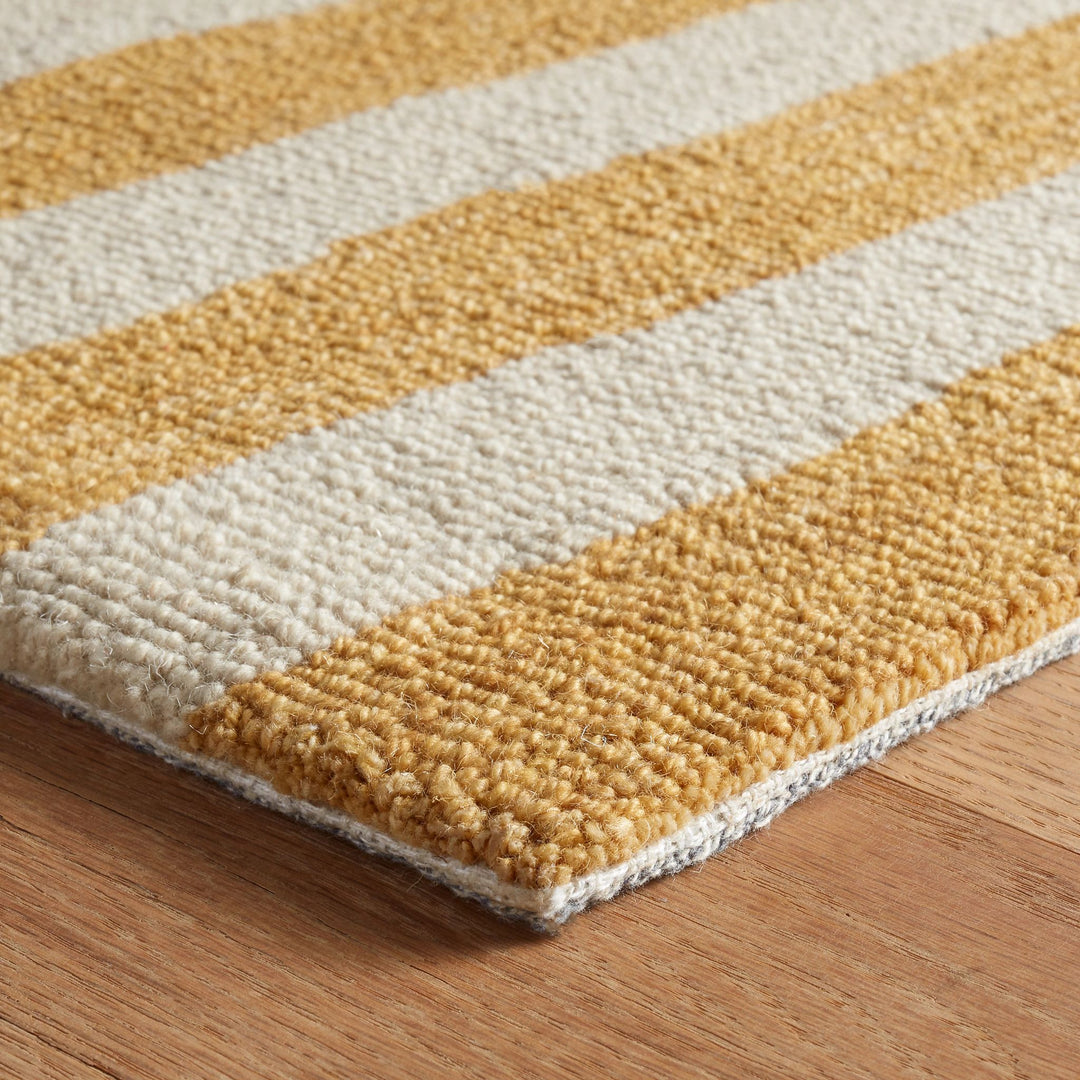 Silas Stripe Gold Hand Micro Hooked Wool Rug Rug By Annie Selke