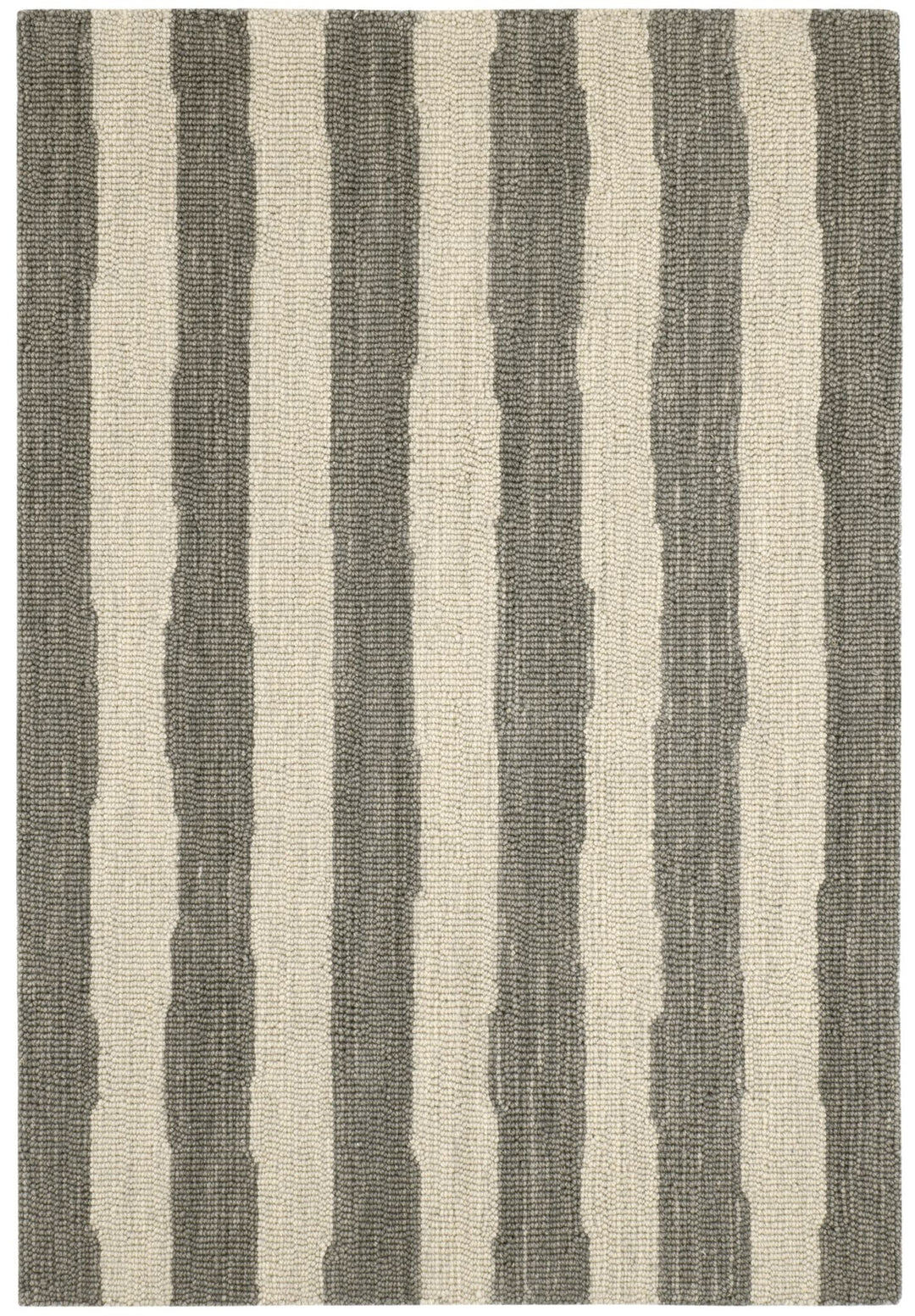 Silas Stripe Grey Hand Micro Hooked Wool Rug Rug By Annie Selke