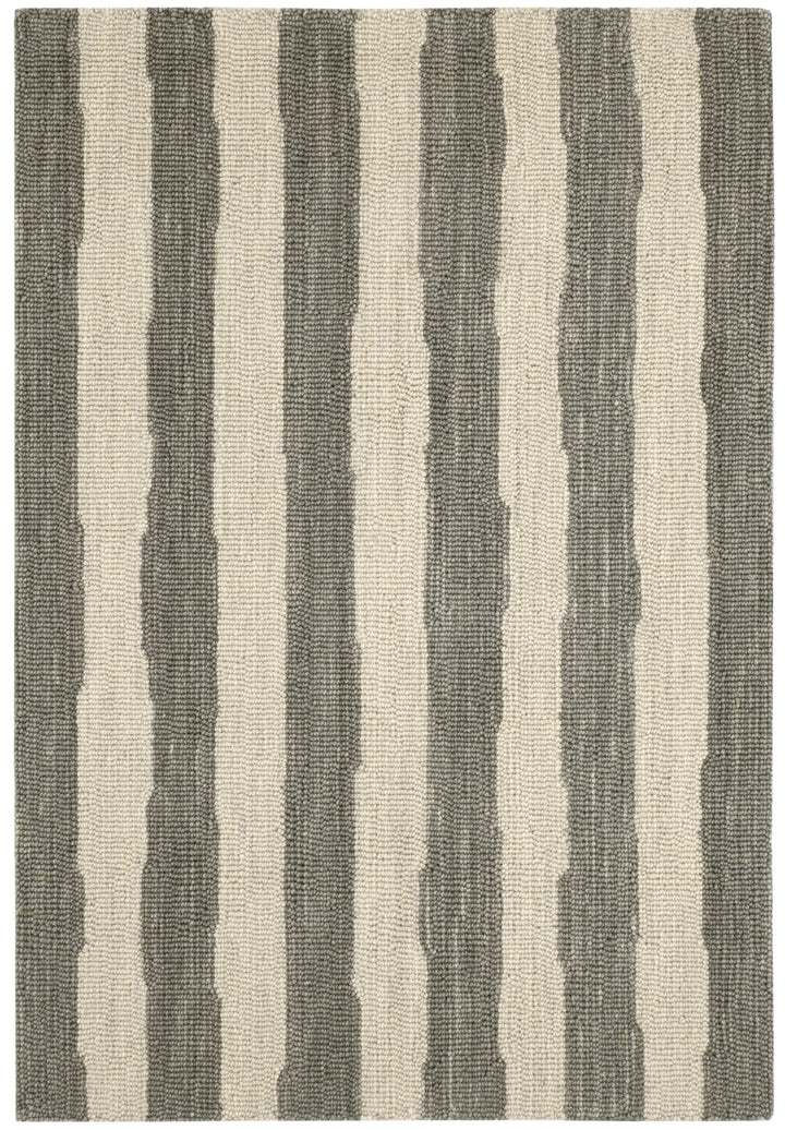 Silas Stripe Grey Hand Micro Hooked Wool Rug Rug By Annie Selke