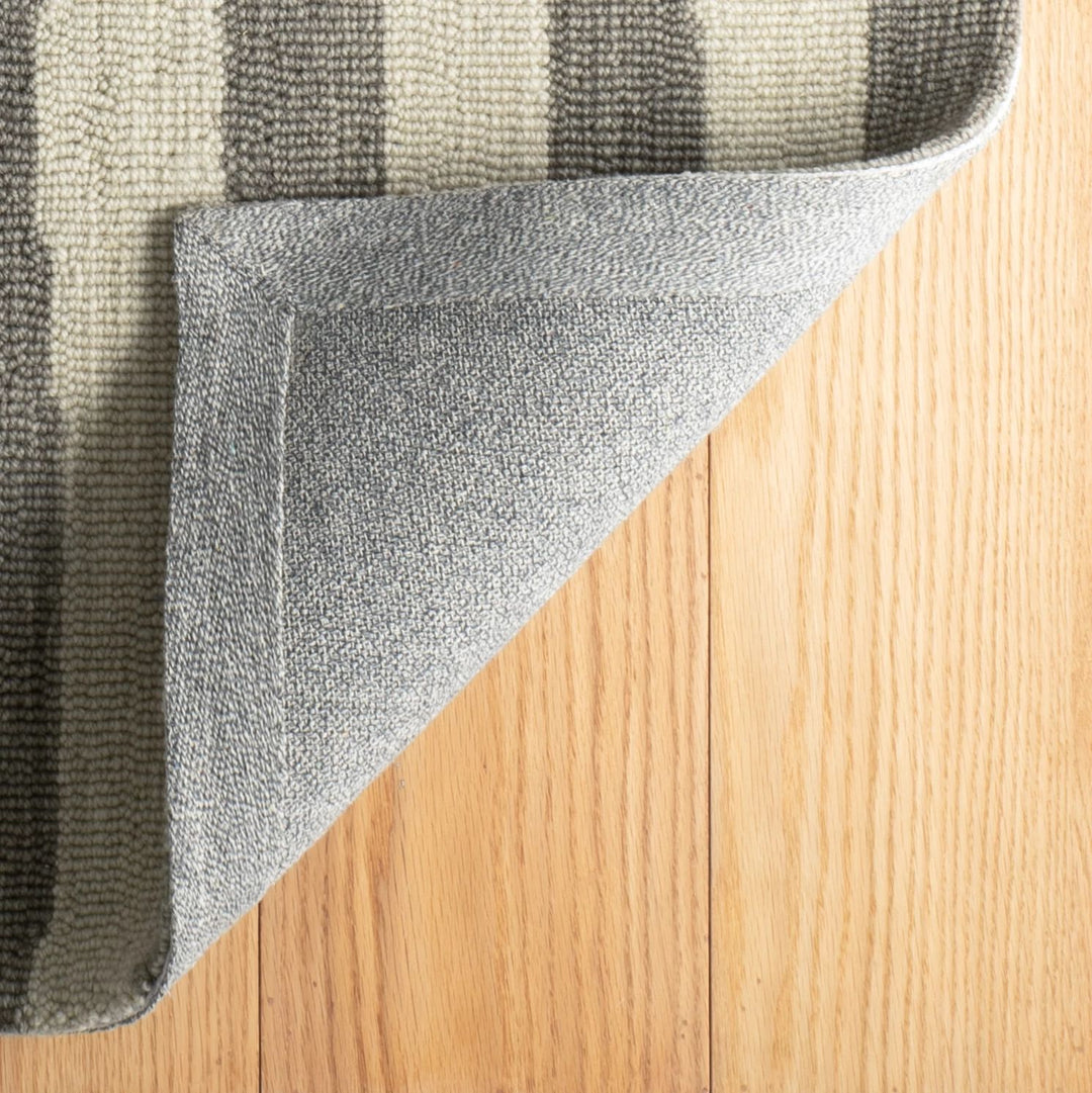 Silas Stripe Grey Hand Micro Hooked Wool Rug Rug By Annie Selke
