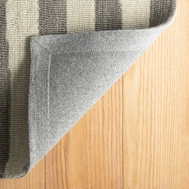 Silas Stripe Grey Hand Micro Hooked Wool Rug Rug By Annie Selke