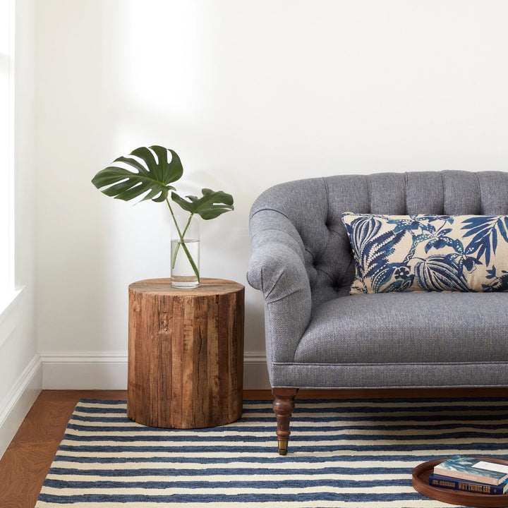 Silas Stripe Navy Hand Micro Hooked Wool Rug Rug By Annie Selke