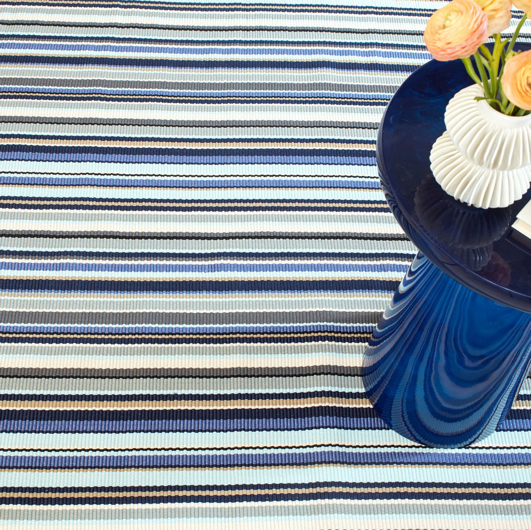 Westbrook Stripe Blue Handwoven Indoor/Outdoor Rug Rug By Annie Selke