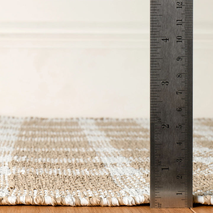 Tattersall Khaki Handwoven Indoor/Outdoor Rug Rug By Annie Selke