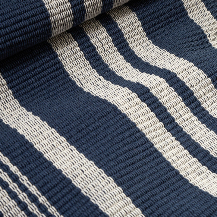 Irving Stripe Navy Handwoven Cotton Rug Rug By Annie Selke