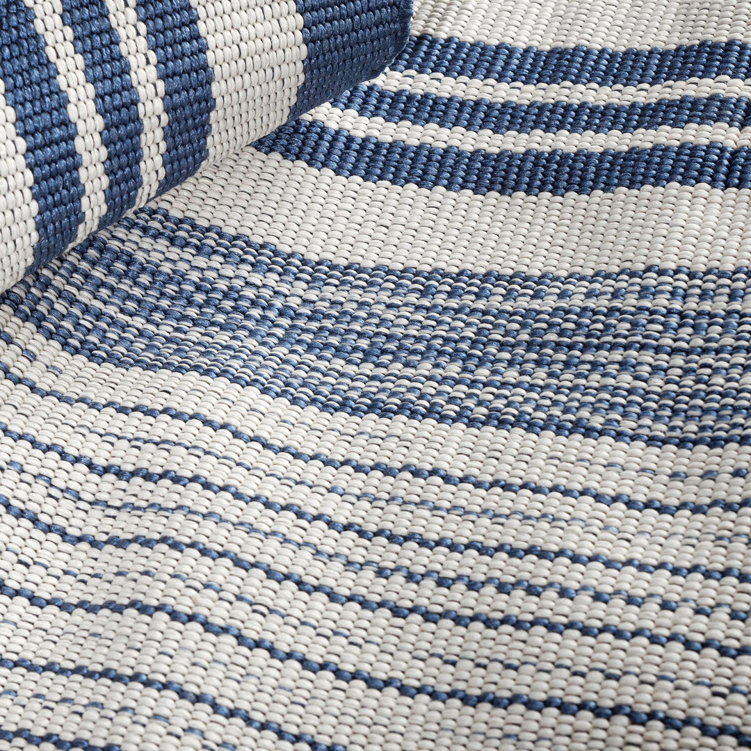 Quincy Stripe Denim Handwoven Indoor/Outdoor Rug Rug By Annie Selke