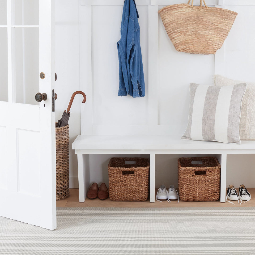 Quincy Stripe Platinum Handwoven Indoor/Outdoor Rug Rug By Annie Selke