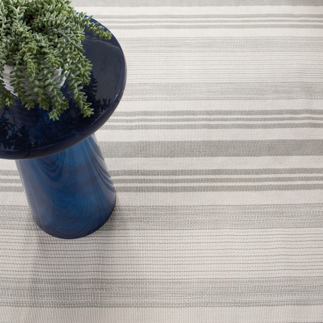 Quincy Stripe Platinum Handwoven Indoor/Outdoor Rug Rug By Annie Selke