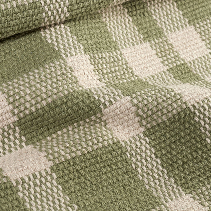 Tattersall Sage Handwoven Cotton Rug Rug By Annie Selke