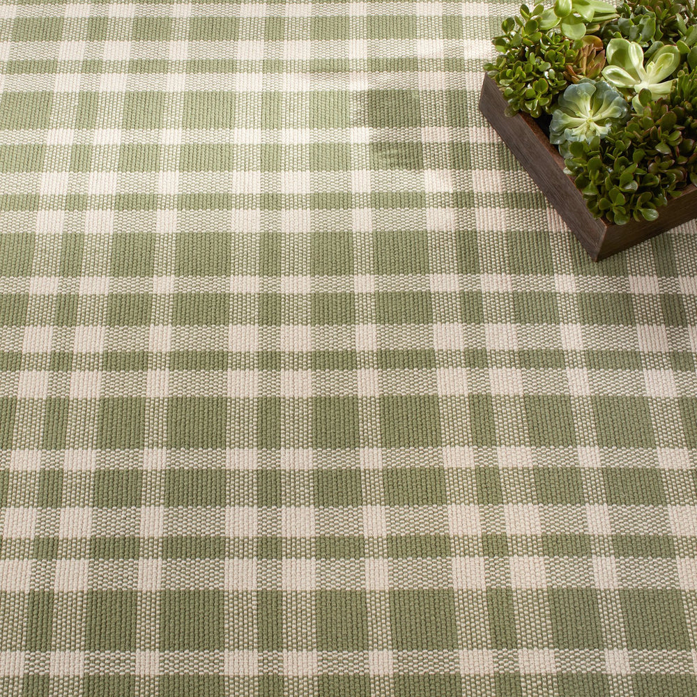 Tattersall Sage Handwoven Cotton Rug Rug By Annie Selke