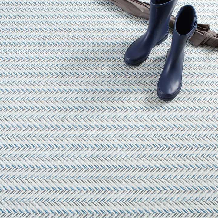 Lowell Blue Machine Washable Rug Rug By Annie Selke
