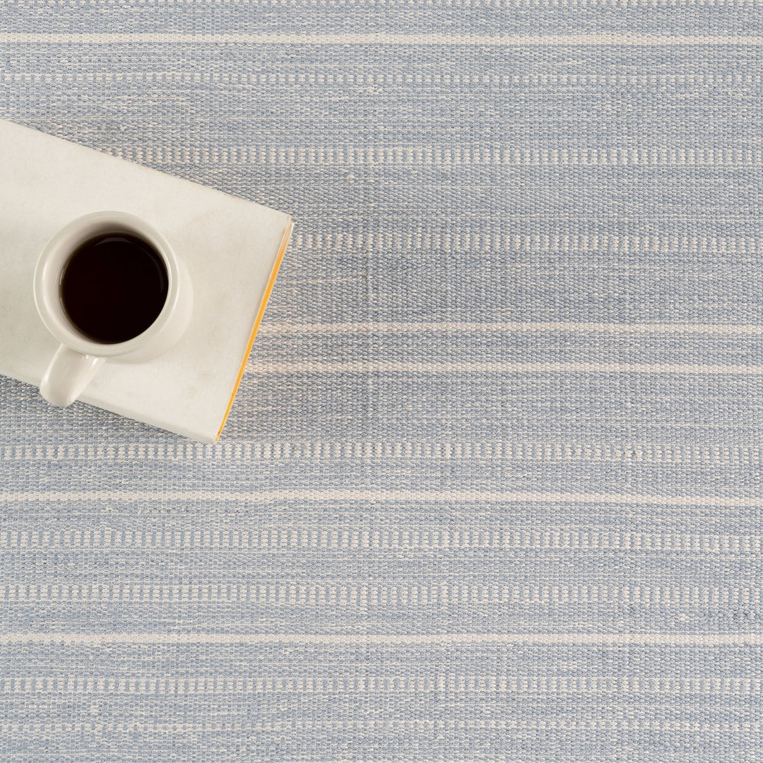 Skipper Stripe Swedish Blue Handwoven Indoor/Outdoor Rug Rug By Annie Selke