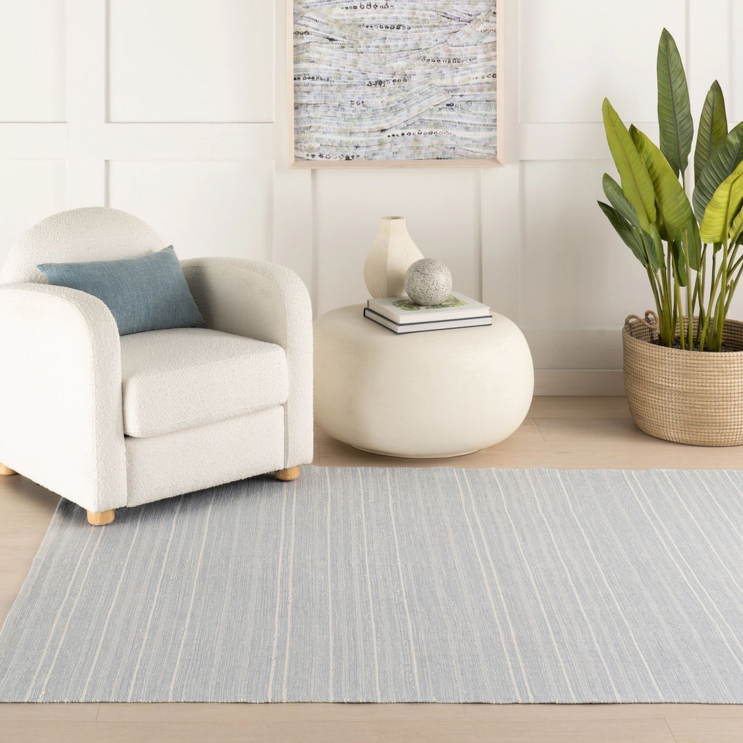 Skipper Stripe Swedish Blue Handwoven Indoor/Outdoor Rug Rug By Annie Selke