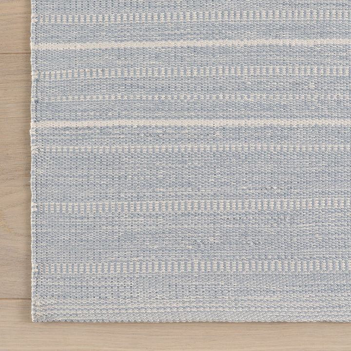 Skipper Stripe Swedish Blue Handwoven Indoor/Outdoor Rug Rug By Annie Selke