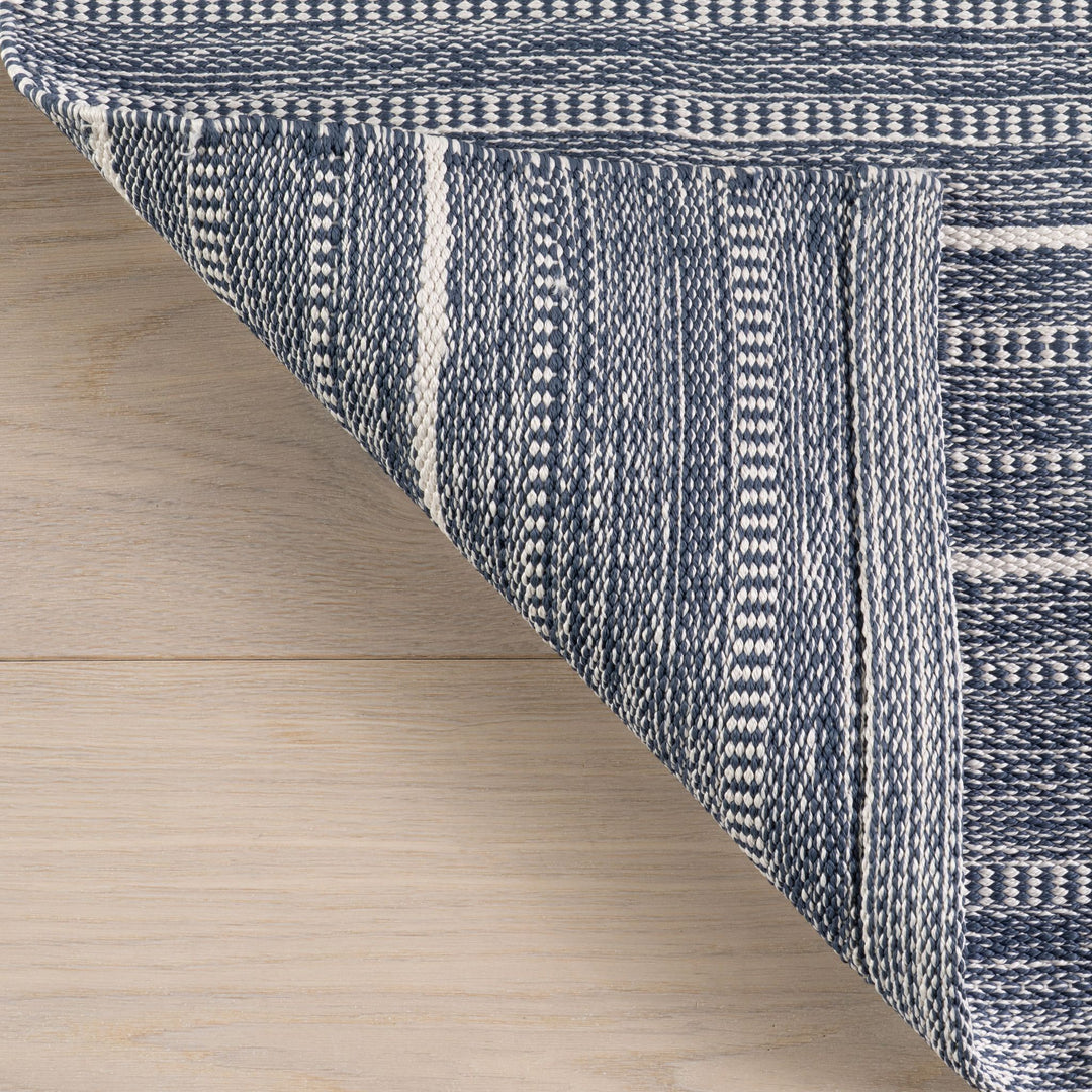 Skipper Stripe Navy Handwoven Indoor/Outdoor Rug Rug By Annie Selke