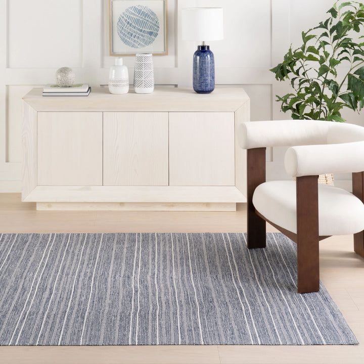 Skipper Stripe Navy Handwoven Indoor/Outdoor Rug Rug By Annie Selke