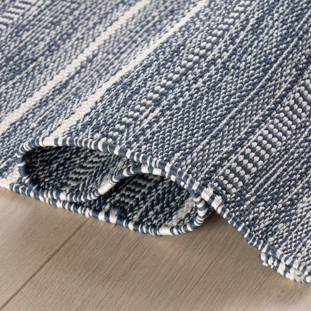 Skipper Stripe Navy Handwoven Indoor/Outdoor Rug Rug By Annie Selke