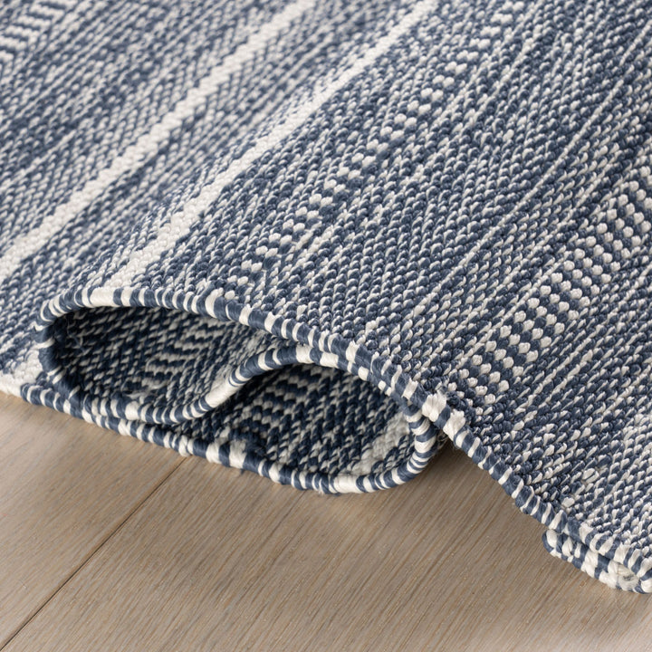 Skipper Stripe Navy Handwoven Indoor/Outdoor Rug Rug By Annie Selke