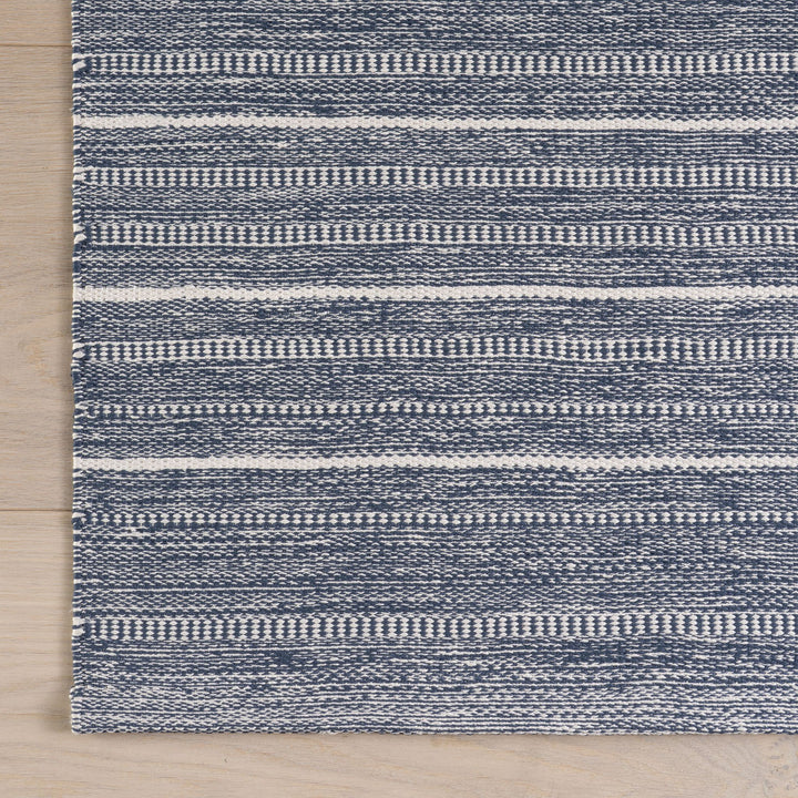 Skipper Stripe Navy Handwoven Indoor/Outdoor Rug Rug By Annie Selke