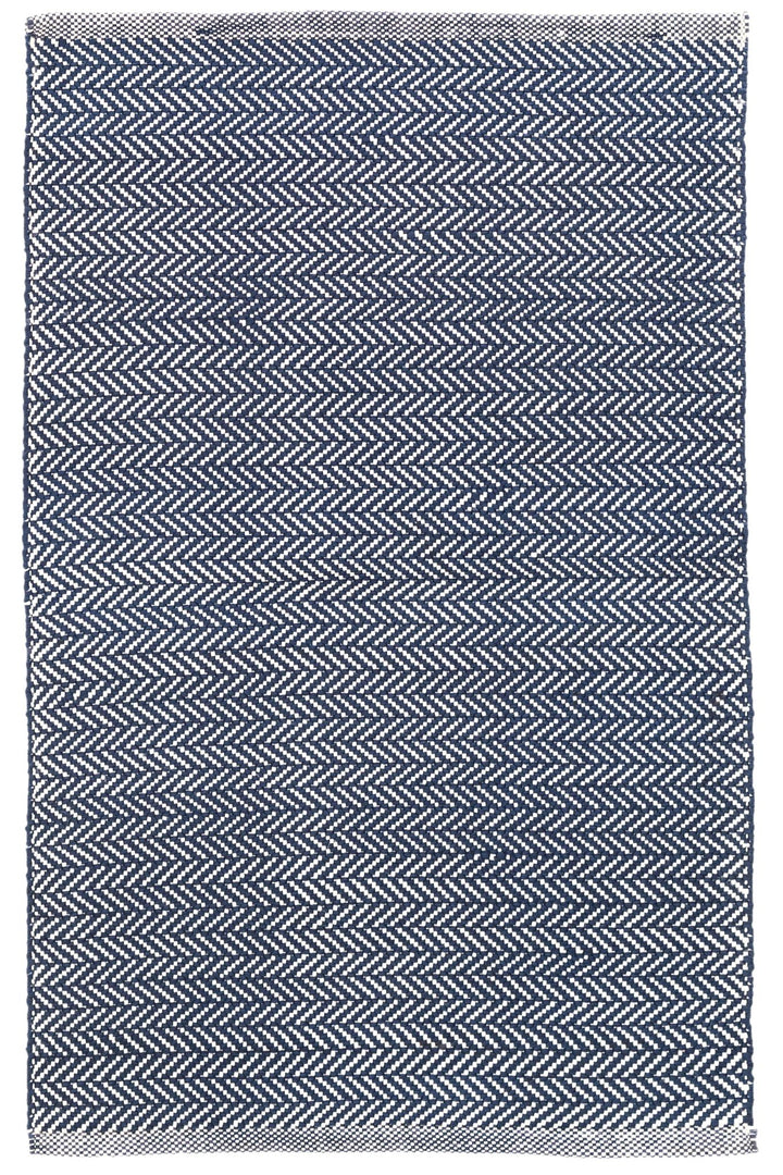 Herringbone Indigo/White Handwoven Indoor/Outdoor Rug Rug By Annie Selke