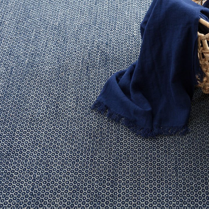 Honeycomb Indigo/Grey Handwoven Wool Rug Rug By Annie Selke