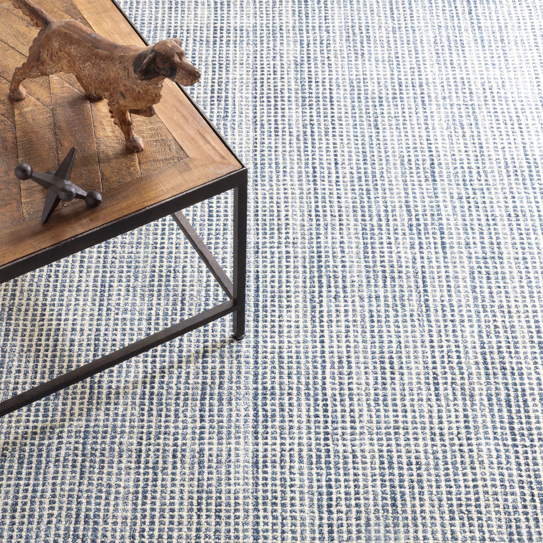 Homer Blue Hand Loom Knotted Wool/Viscose Rug Rug By Annie Selke