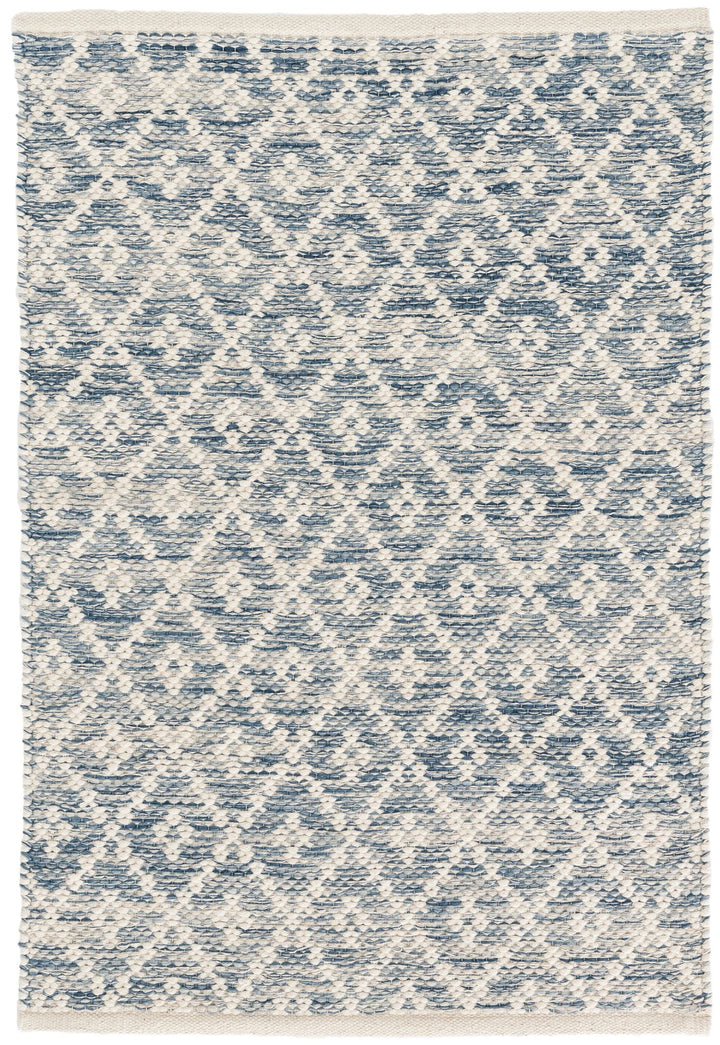 Melange Diamond Blue Handwoven Cotton Rug Rug By Annie Selke