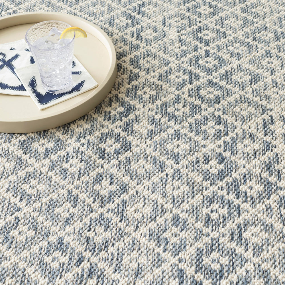 Melange Diamond Blue Handwoven Cotton Rug Rug By Annie Selke