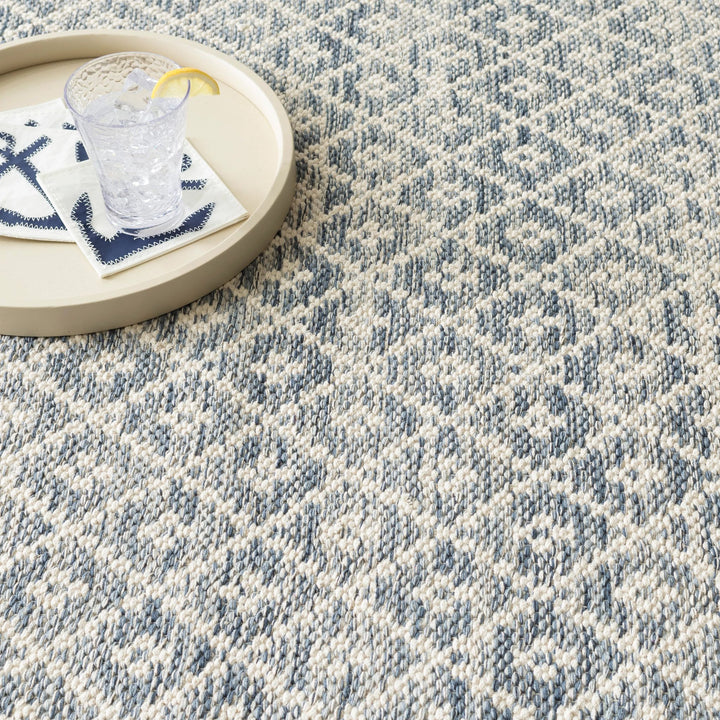 Melange Diamond Blue Handwoven Cotton Rug Rug By Annie Selke