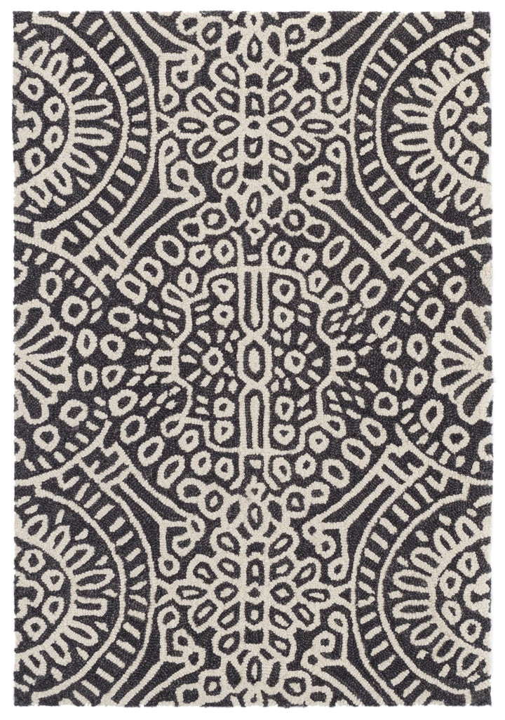 Temple Charcoal Hand Micro Hooked Wool Rug Rug By Annie Selke