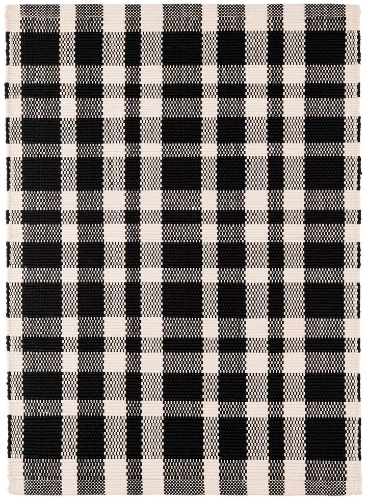 Tattersall Black Handwoven Indoor/Outdoor Rug Rug By Annie Selke