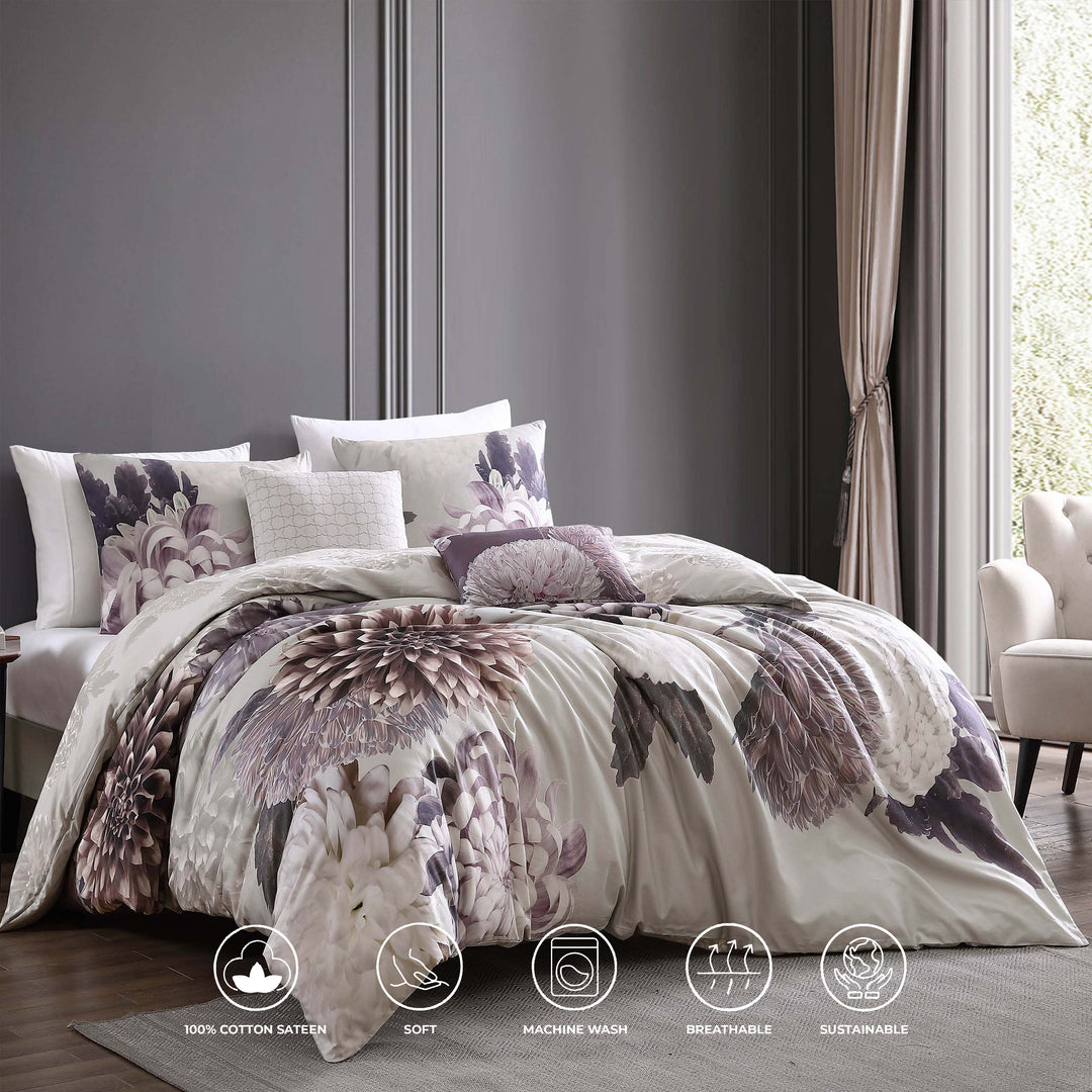 Bebejan Dahlia Purple 5 Piece Reversible Comforter Set Comforter Sets By Bebejan®