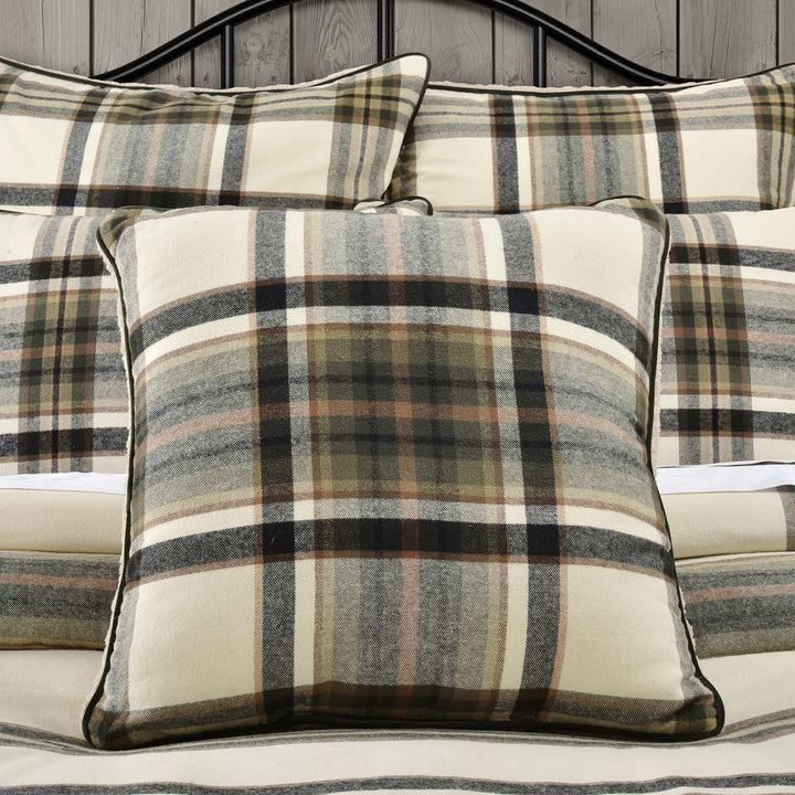 Daniel Plaid Forest Square Decorative Throw Pillow 20" x 20" Throw Pillows By J. Queen New York