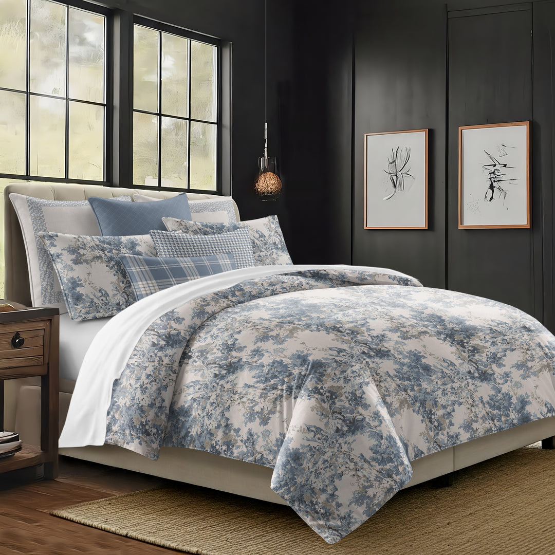 Dolce Blue Fog 8 Piece Comforter Set Comforter Sets By Colcha Linens