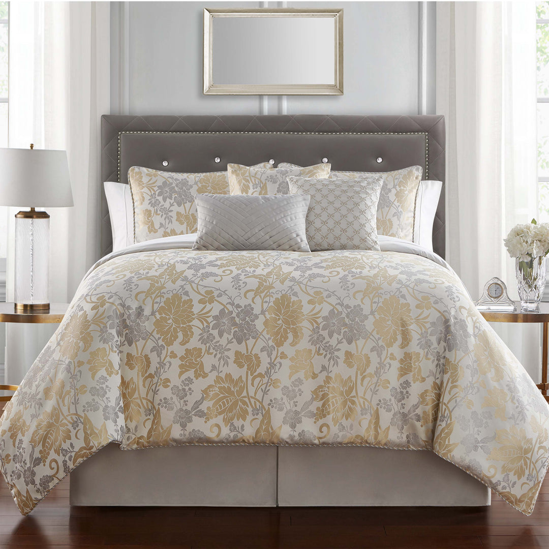 Waterford Doyle Gold 7-Piece Comforter Set in Queen - Final Sale Comforter Sets By US Office - Latest Bedding