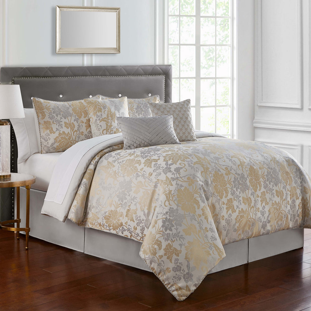 Waterford Doyle Gold 7-Piece Comforter Set in Queen - Final Sale Comforter Sets By US Office - Latest Bedding