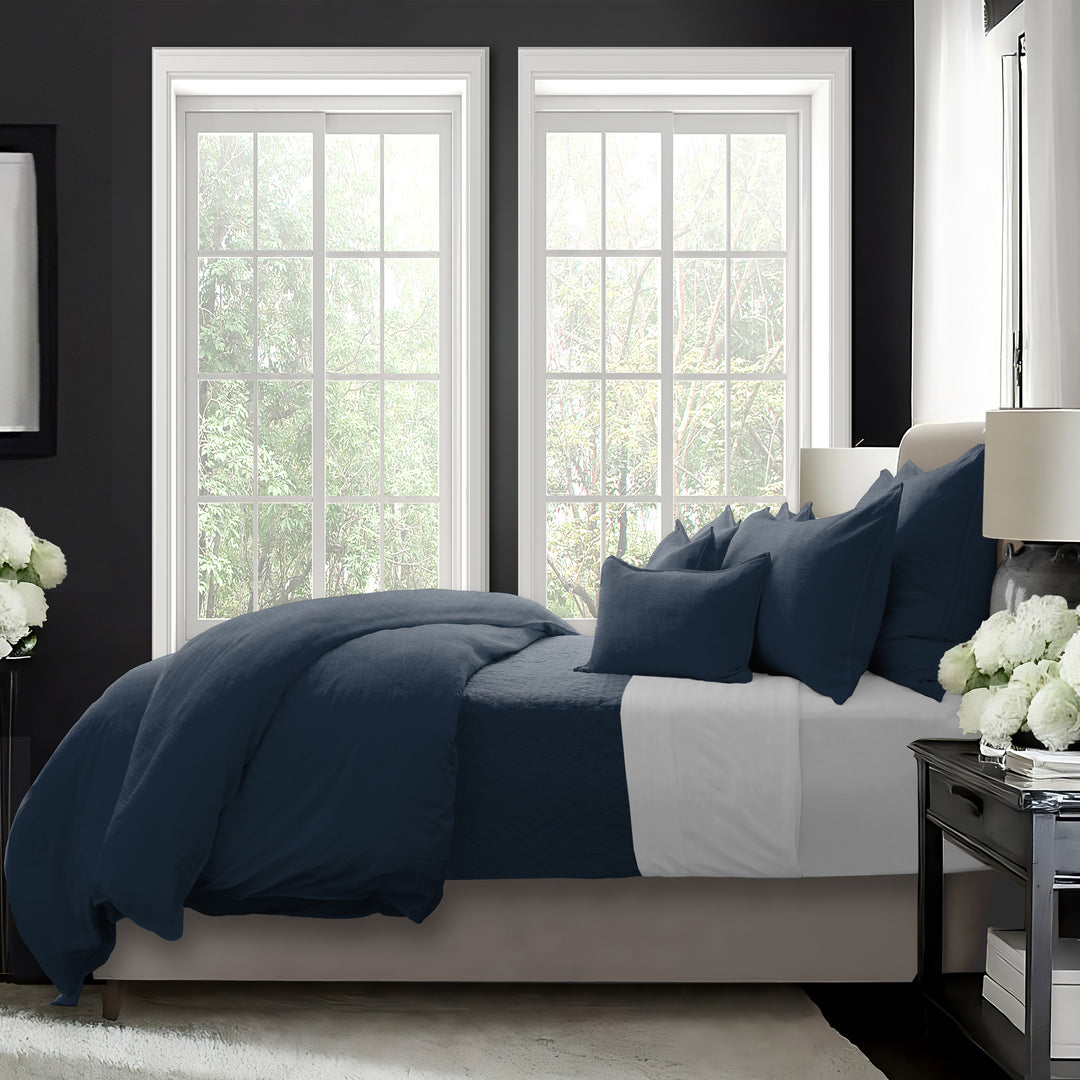 Elsie True Navy 8 Piece Comforter Set Comforter Sets By Colcha Linens