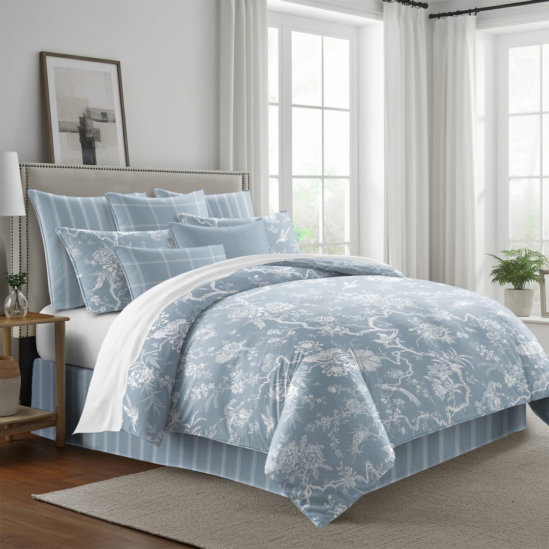 Elwood Cornflower Blue 8 Piece Duvet Cover Set Duvet Covers By Colcha Linens
