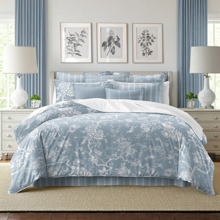 Elwood Cornflower Blue 8 Piece Duvet Cover Set Duvet Covers By Colcha Linens